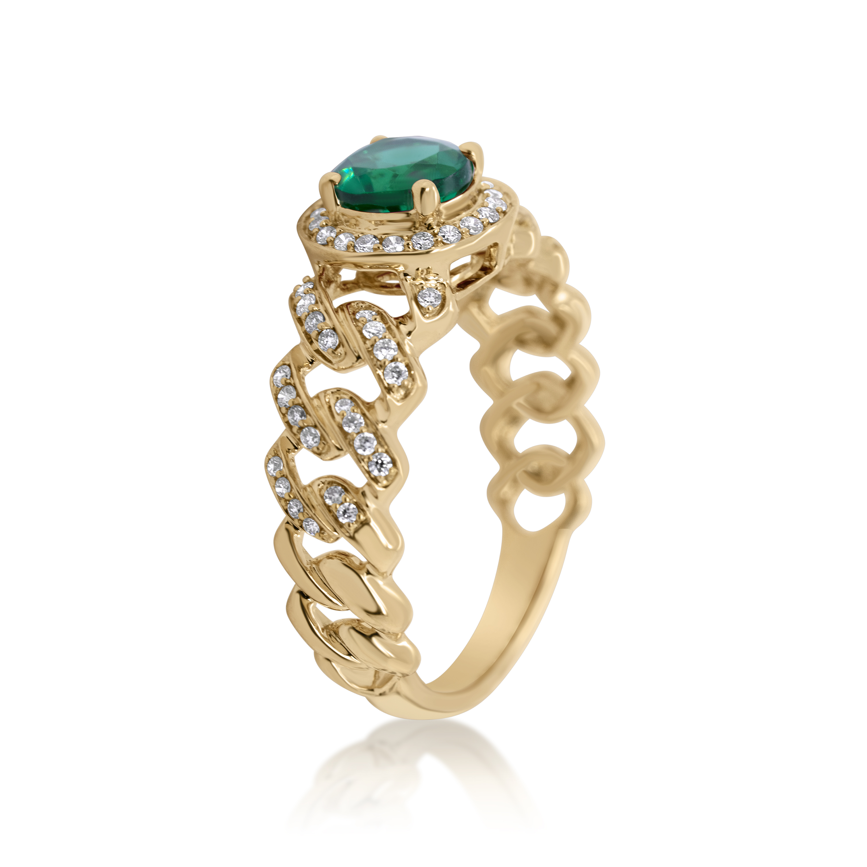 Diamond Ring 0.26 ct. 14K Yellow Gold Round Green Center Stone